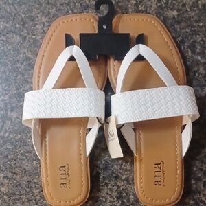 a.n.a White Braided Strap Slingback Sandals